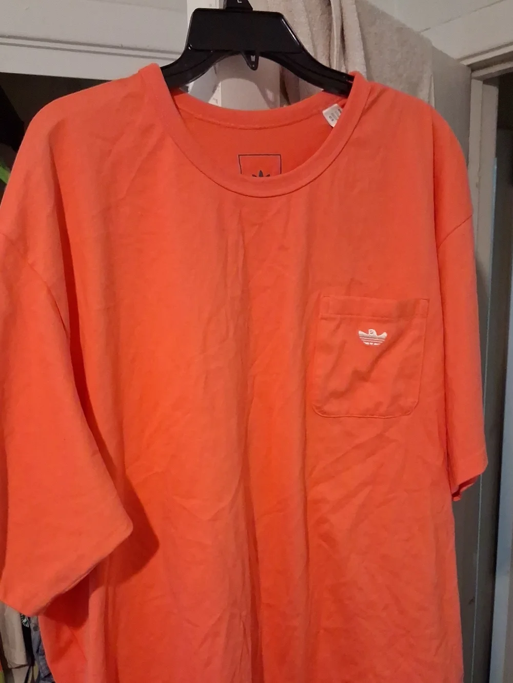 adidas Men’s Short-Sleeve Pocket Tee in Bright Coral